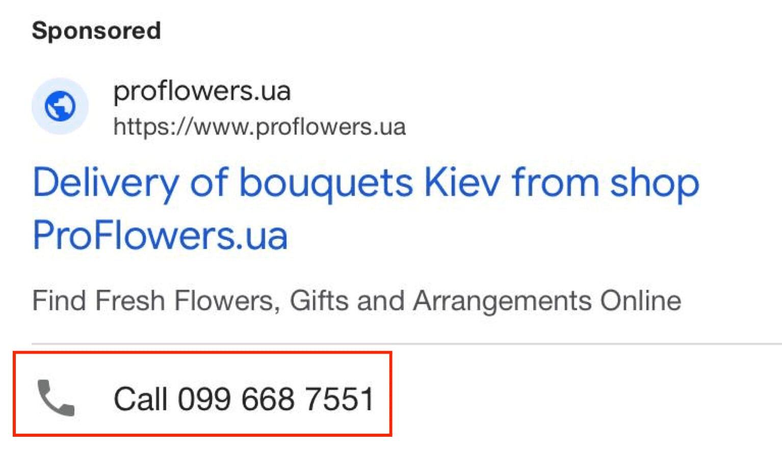 Manual extensions in search ads Phone numbers