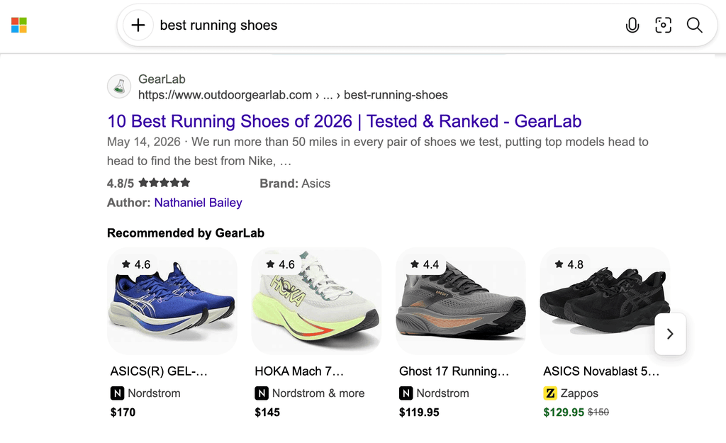 Microsoft Bing Recommended by
