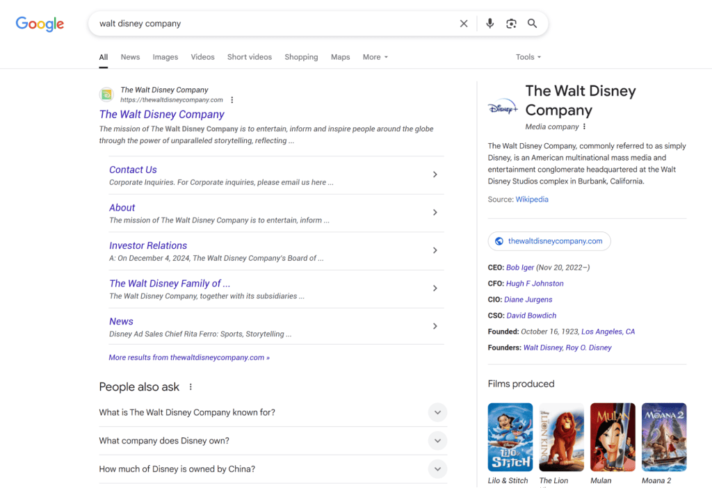 Example of a site with multiple domain extension options
