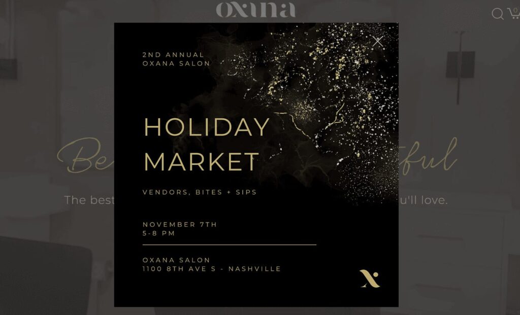Banner with the presentation of a new event in the salon