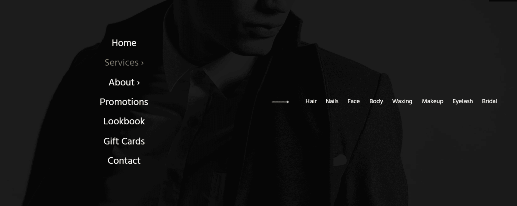 Catalog of services on the salon website
