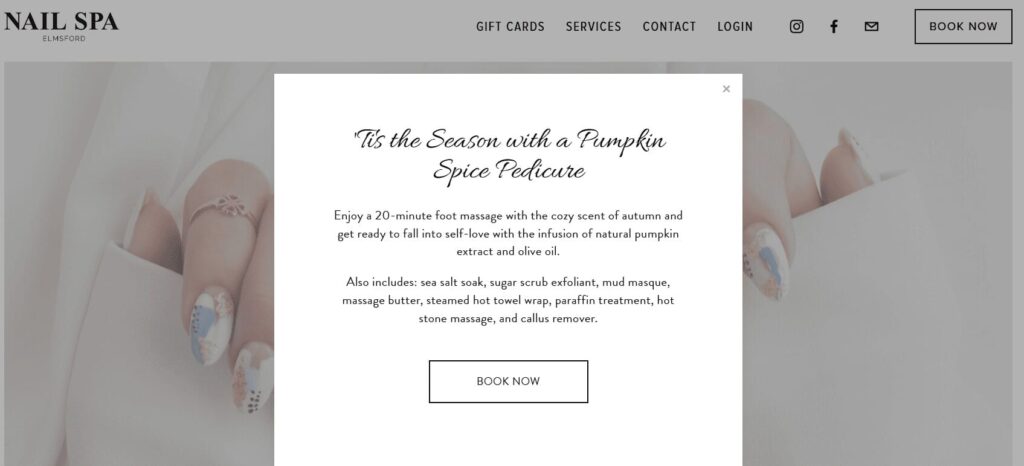 Letter with a seasonal offer from the nail salon Nail SPA Elmsford