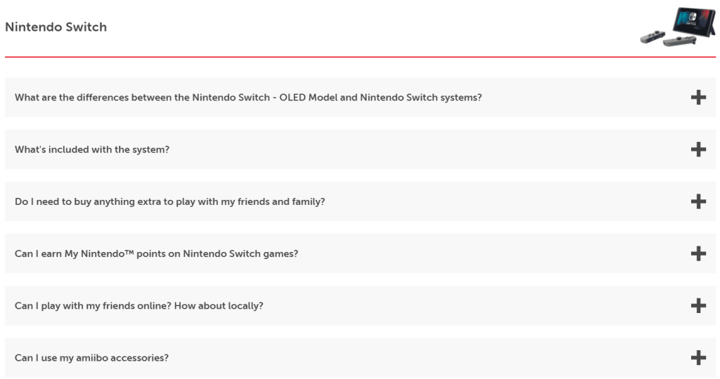 List of questions in a specific category on Nintendo Switch