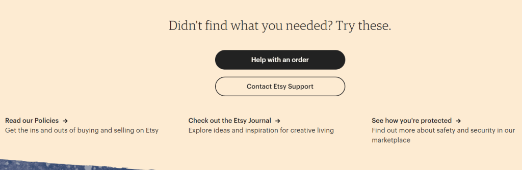 Etsy support contact page