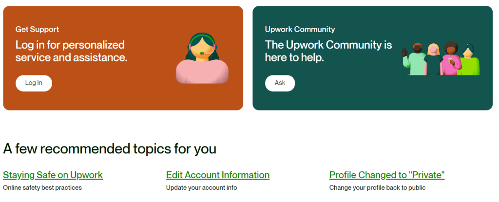 Help categories on Upwork