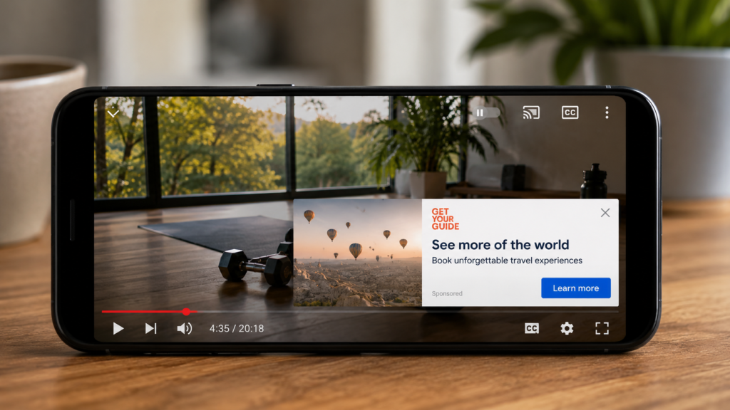 YouTube тестує статичну рекламу кожні три хвилини під час перегляду відео на смартфоні