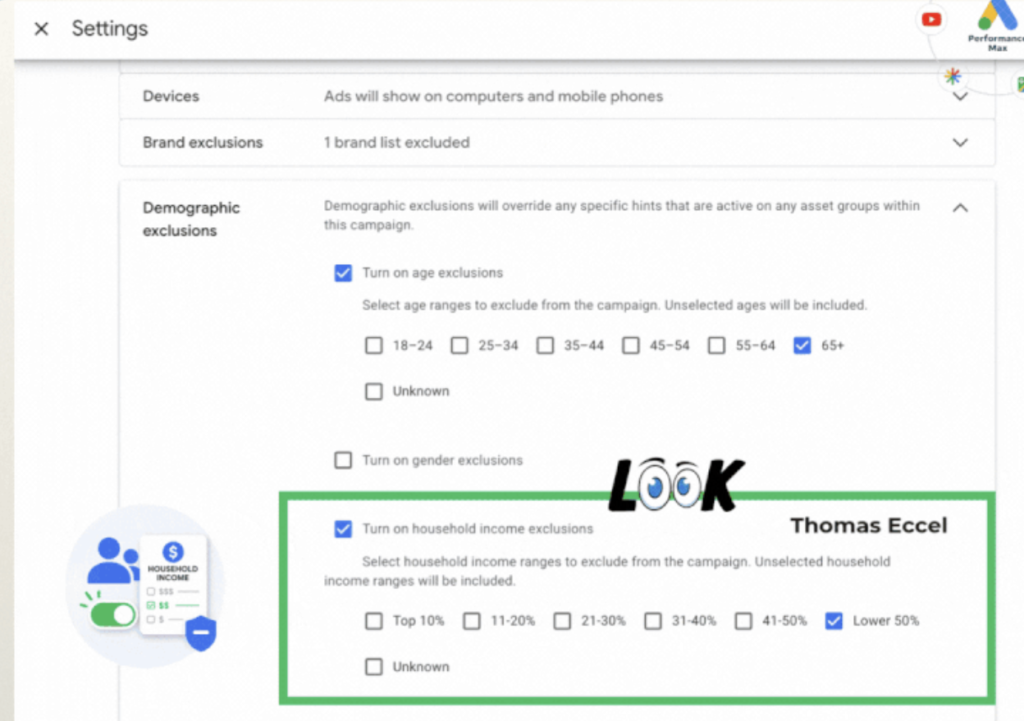Google додає виключення за доходом домогосподарства до Performance Max