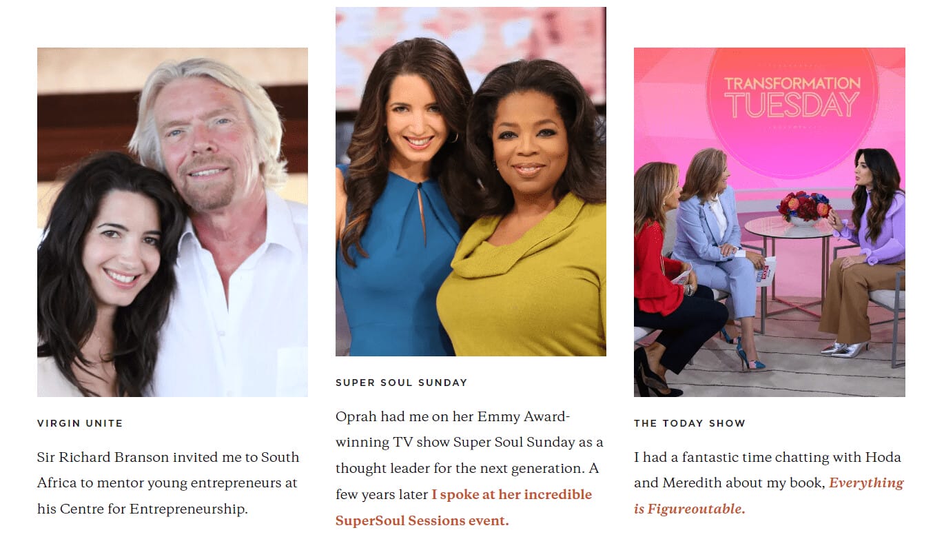 Example of using photos on the About Us page