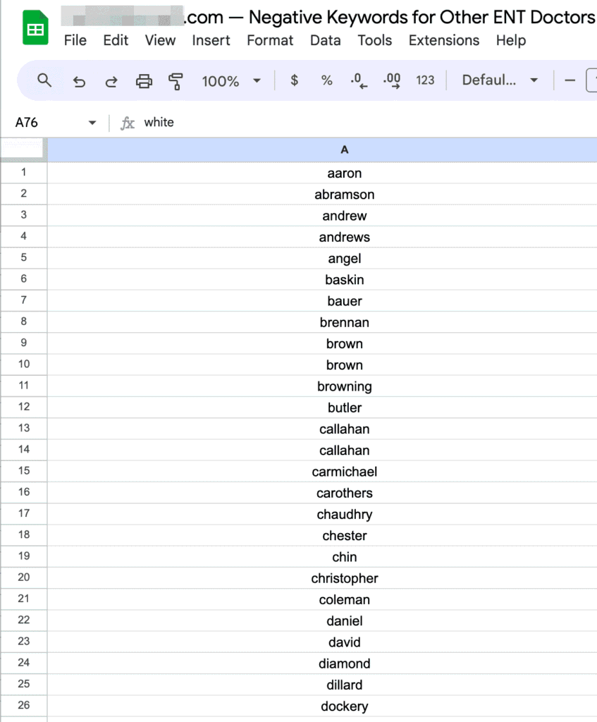 negative keywords