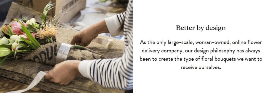 An example of the philosophical approach of the flower shop Farmgirl Flowers