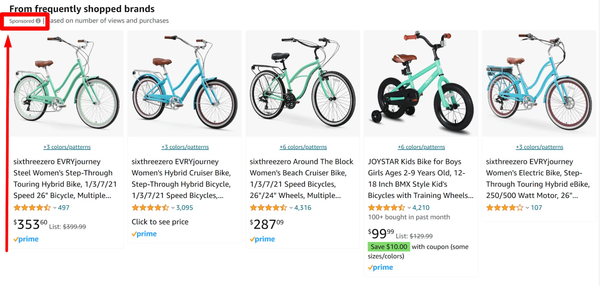 Product advertising in the Amazon interface