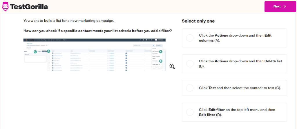 HubSpot's example of a quiz for recruiting future candidates