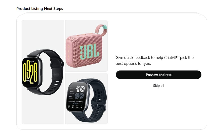 Product offers in ChatGPT