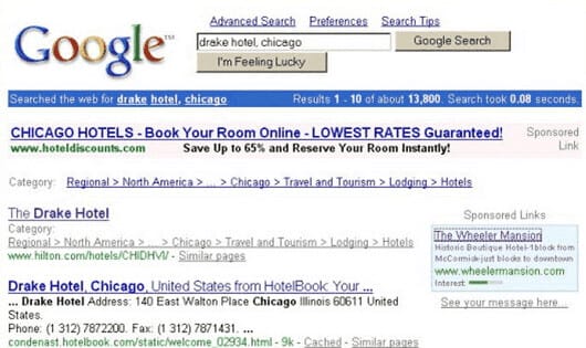 What search advertising looked like