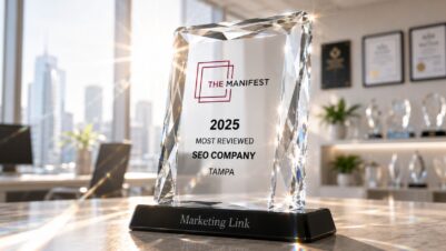 THE MANIFEST TOP SEO COMPANY IN TAMPA 2025 AWARD У MARKETING LINK