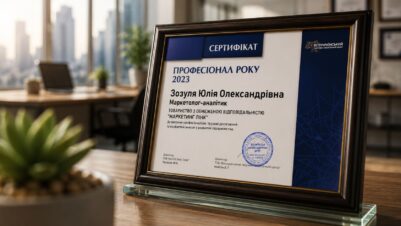 ЮЛІЯ ЗОЗУЛЯ ОТРИМАЛА ВІДЗНАКУ «ПРОФЕСІОНАЛ РОКУ 2023» ЯК МАРКЕТОЛОГ АНАЛІТИК