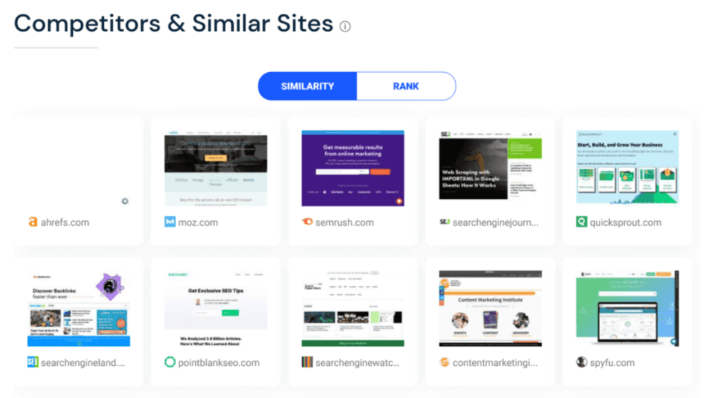 Checking competitors' websites using the SimilarWeb tool