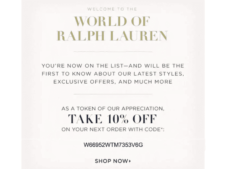 Знижка 10% для нових клієнтів від Ralph Lauren