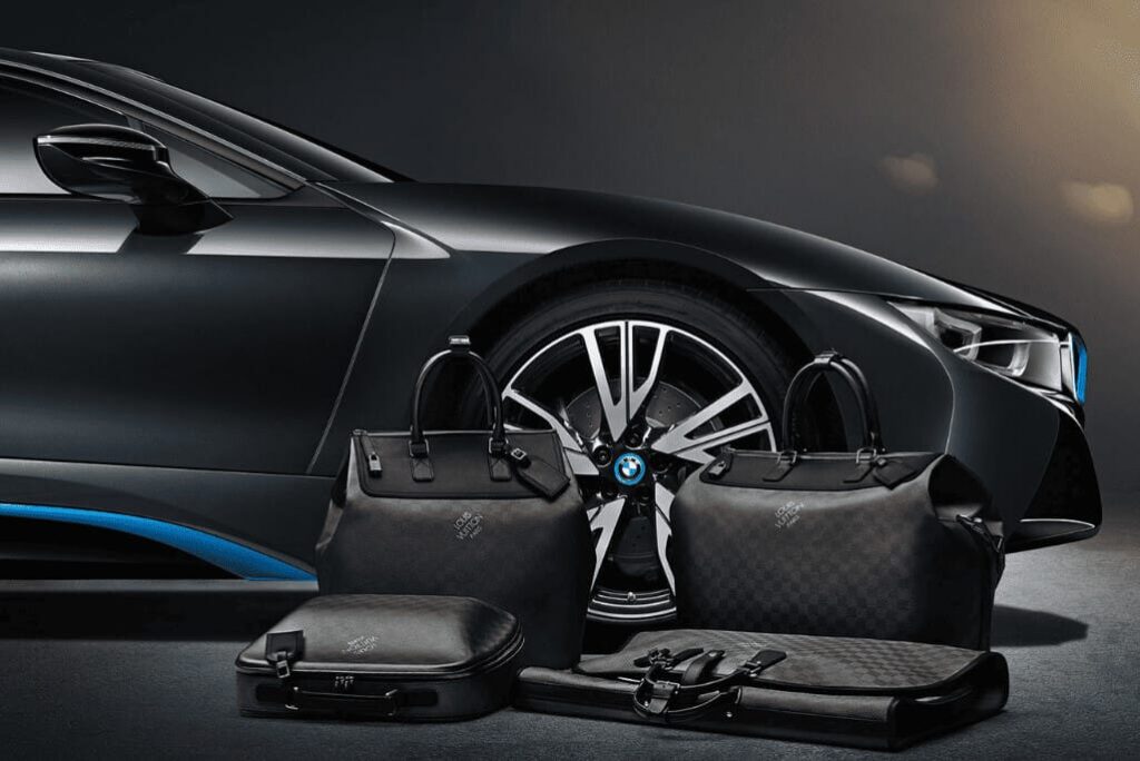 Examples of cross-promotion of Louis Vuitton and BMW collaboration