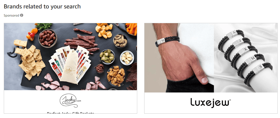 Jerky.com and LuxeJew brand banners with gift items