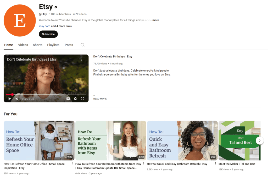 Example of an Etsy marketplace page