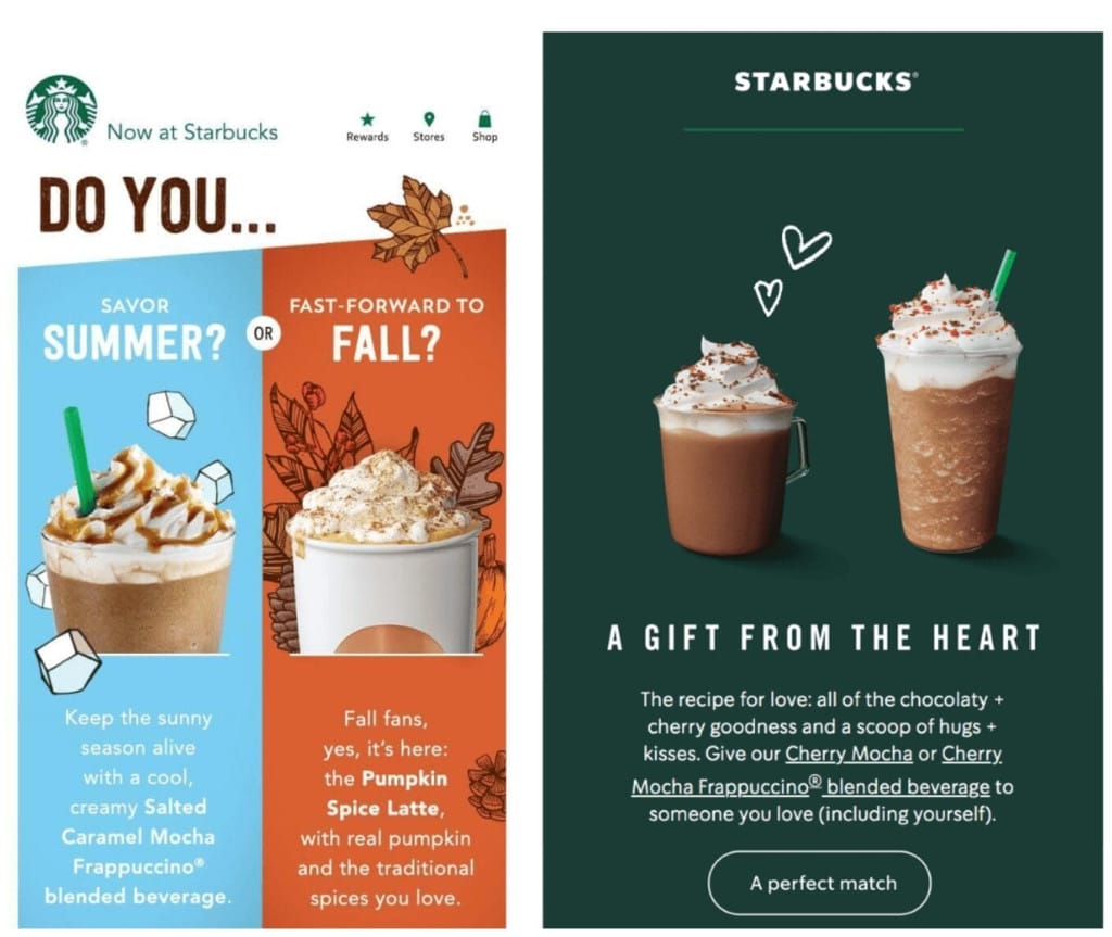 Starbucks product comparison